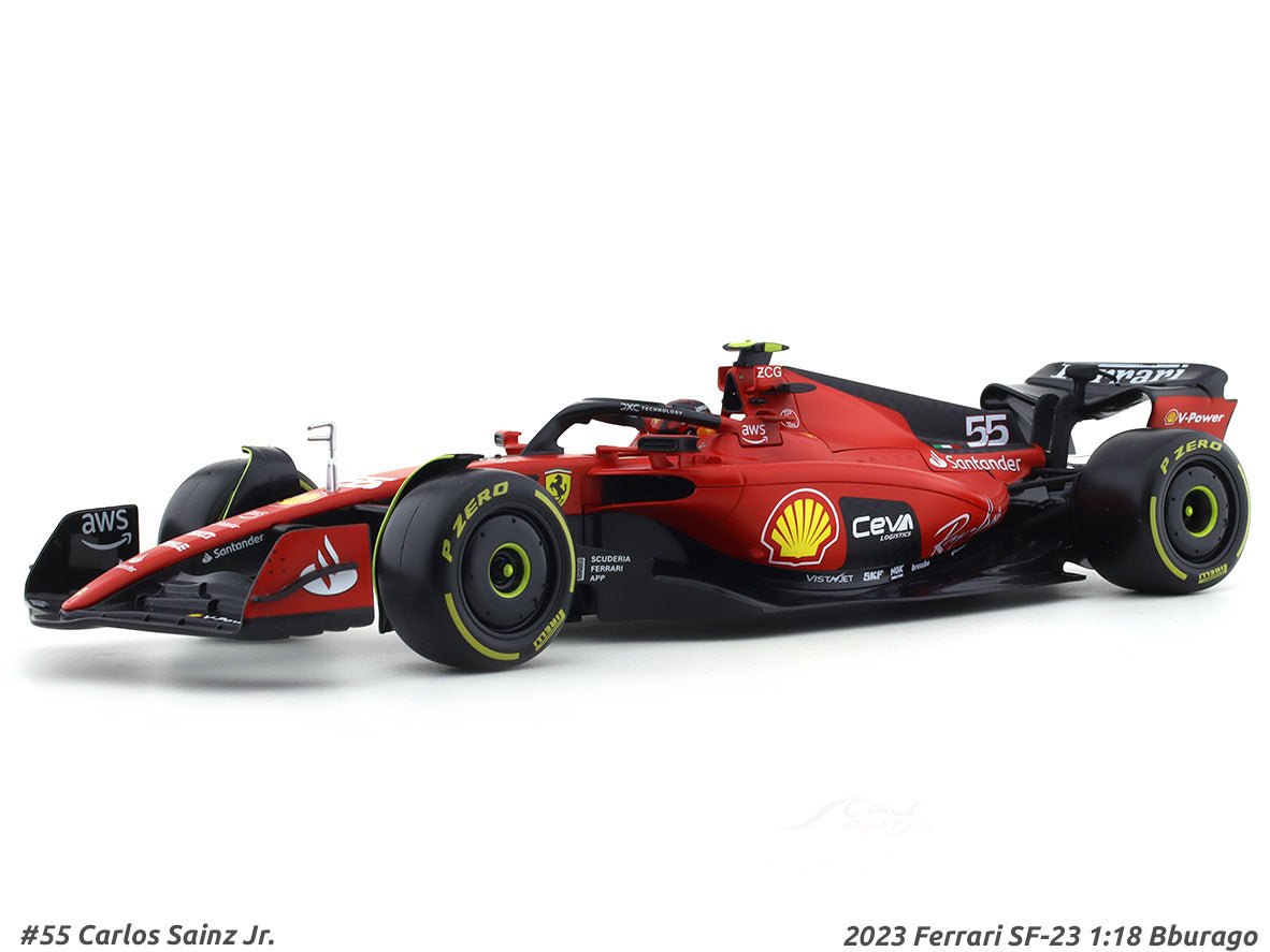 2023 Ferrari SF-23 #55 Carlos Sainz Jr. 1:18 Bburago & Coffee mug Scale Model car collectible