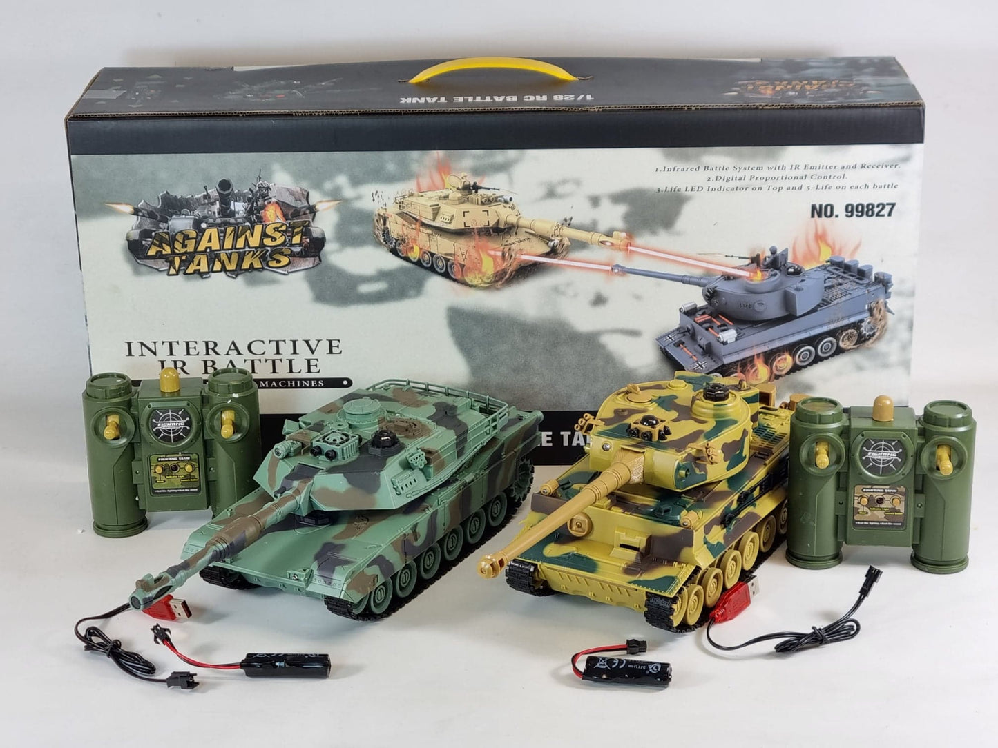 Twin Pack Geman Tiger & M1A2 Infra-red Battle Radio Remote Control RC Tank