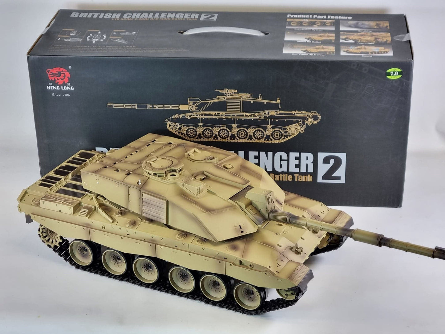 BB Firing Heng Long Challenger 2 Radio Remote Controlled RC Tank Model 1/16 UK 2.4G Smoke Sound Infrared Metal Suspension Arms Version 7