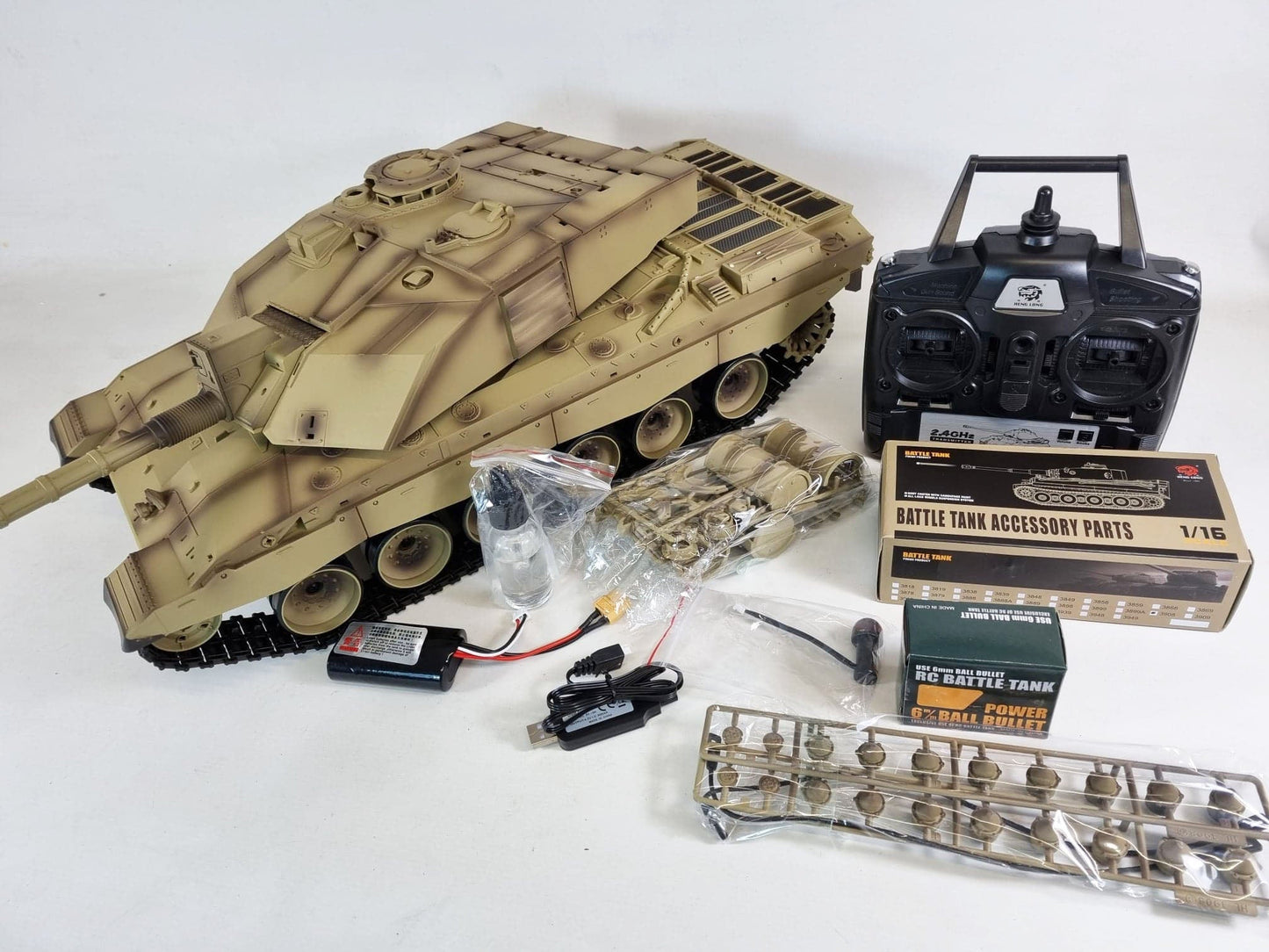 BB Firing Heng Long Challenger 2 Radio Remote Controlled RC Tank Model 1/16 UK 2.4G Smoke Sound Infrared Metal Suspension Arms Version 7