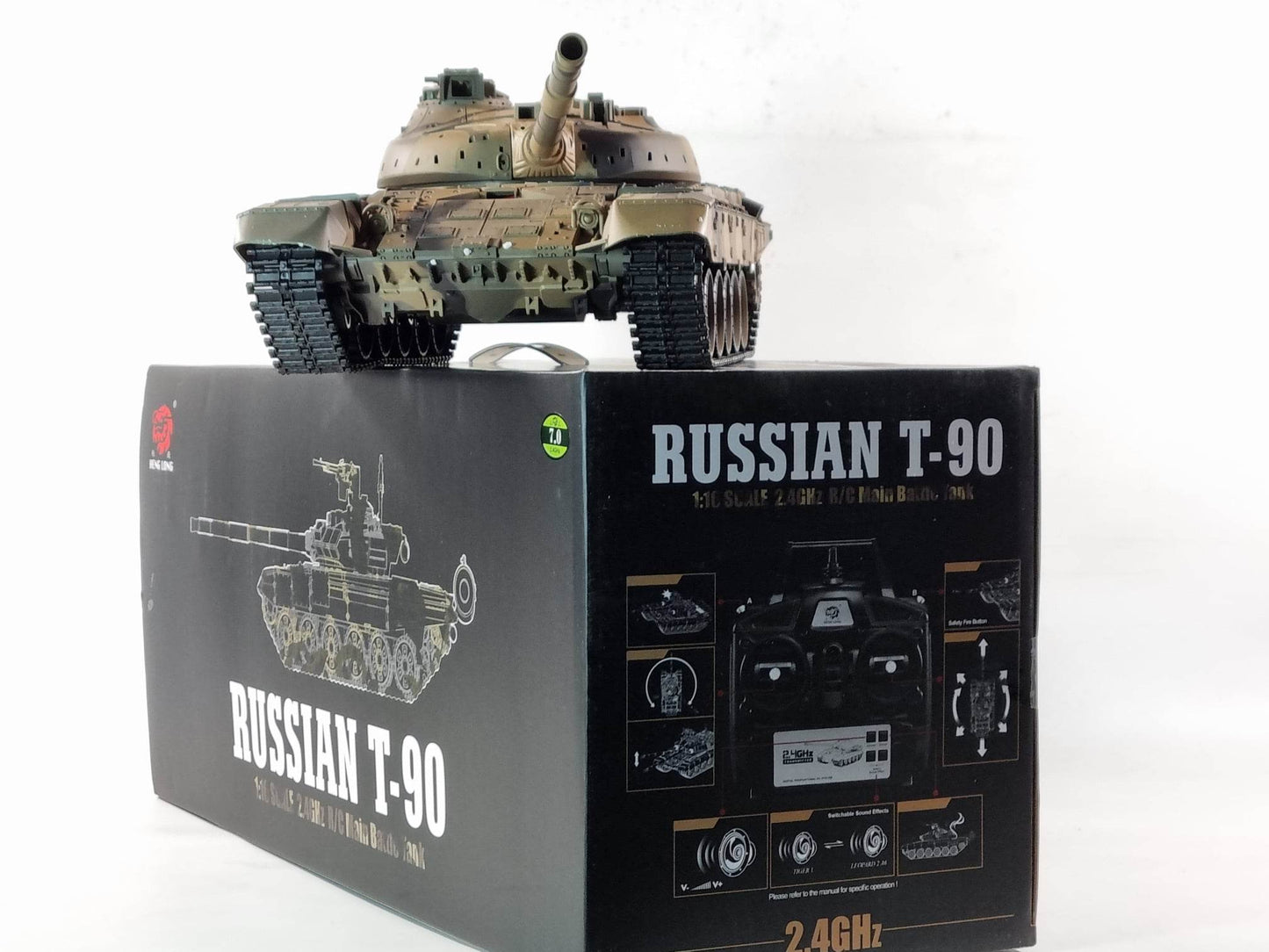 90 RC model Tank - Smoke, Sound, BB Firing, Infrared, Upgraded Metal Suspension Arms