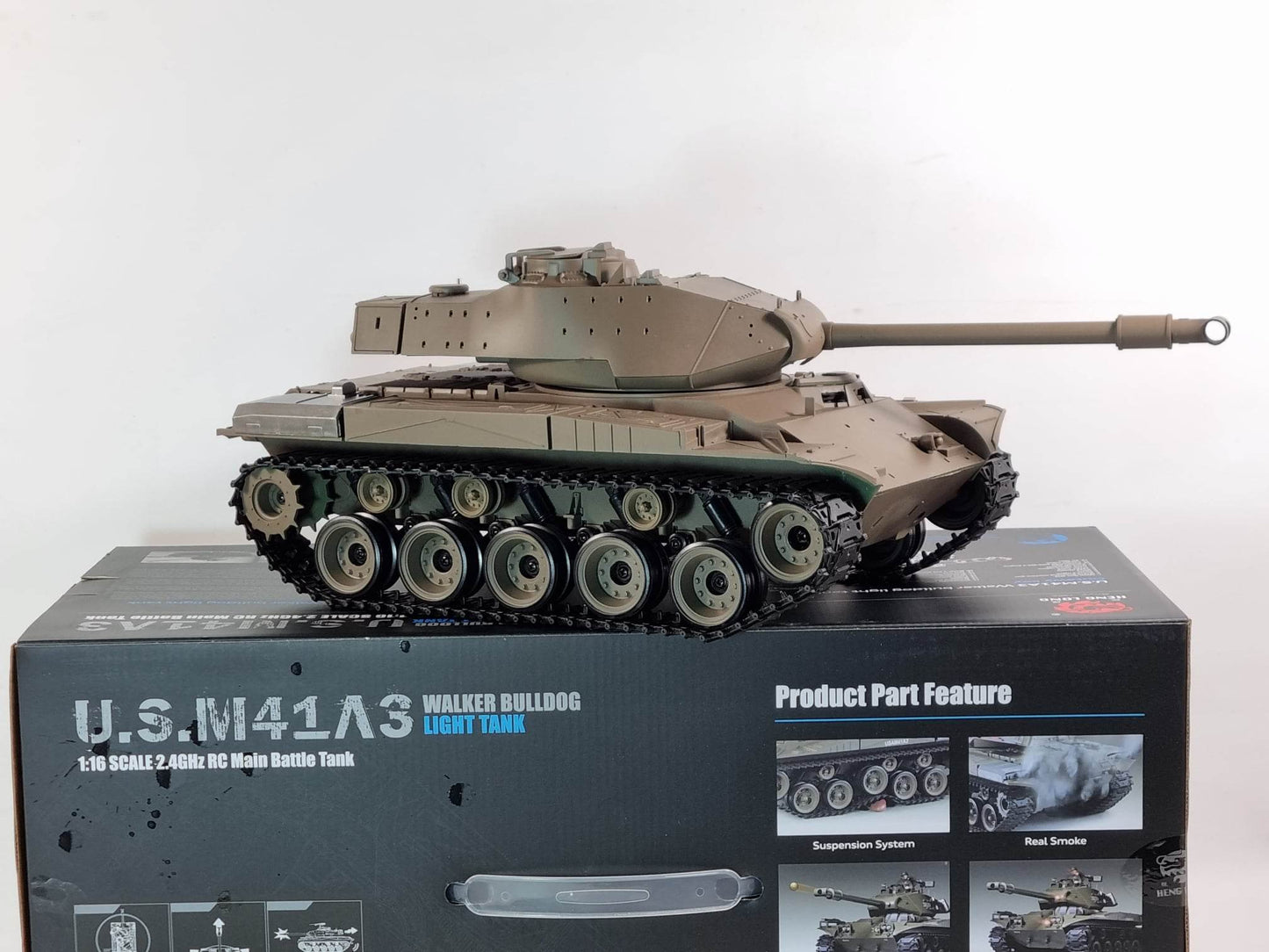 RC 1:16 Heng Long BB Firing Walker Bulldog Tank Remote Control LATEST Version 7 Twin Sound 2.4G RC USA M41A3 Smoking Army Battle Tank INFRARED