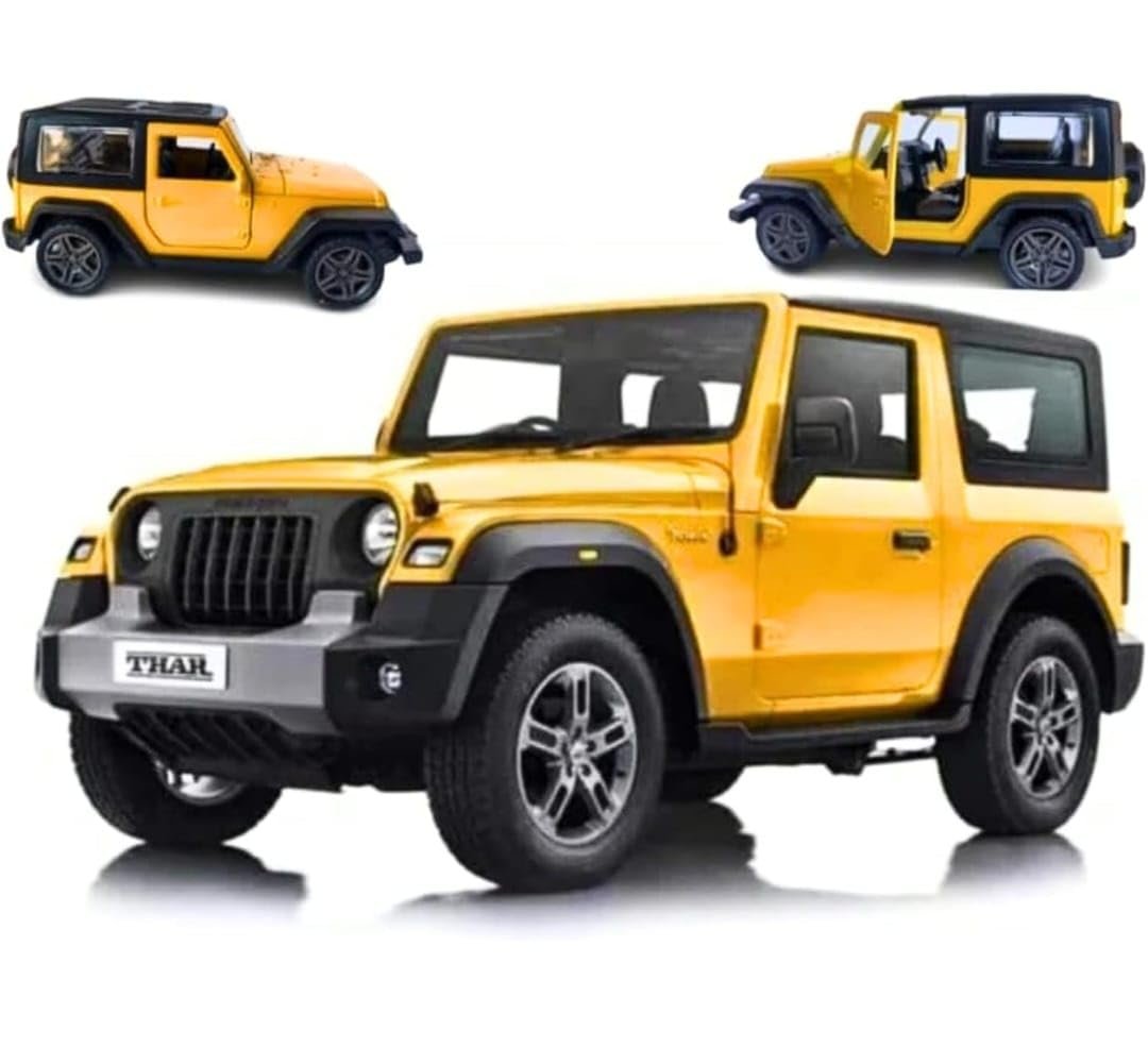Mahindra Thar Metal Diecast Toy Car, Scale Model, Pull Back Action