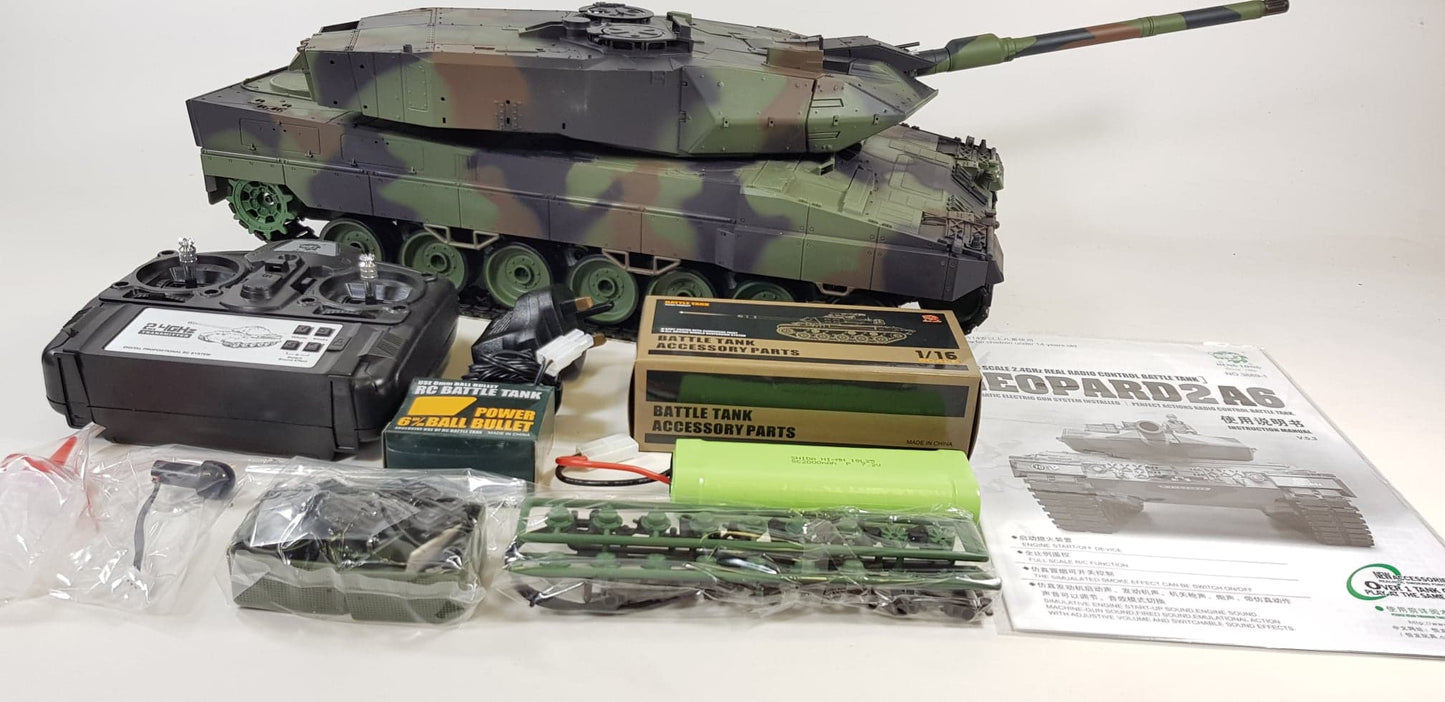 Remote Control R/C Model Heng long 3889-1 1/16 2.4G German Leopard A6 RC Tank Version 7 METAL SUSPENSION