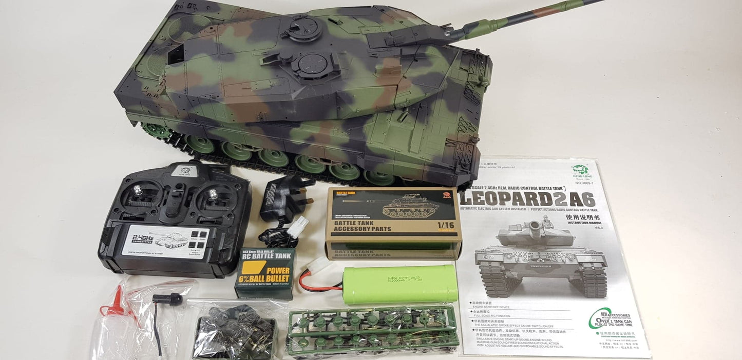Remote Control R/C Model Heng long 3889-1 1/16 2.4G German Leopard A6 RC Tank Version 7 METAL SUSPENSION