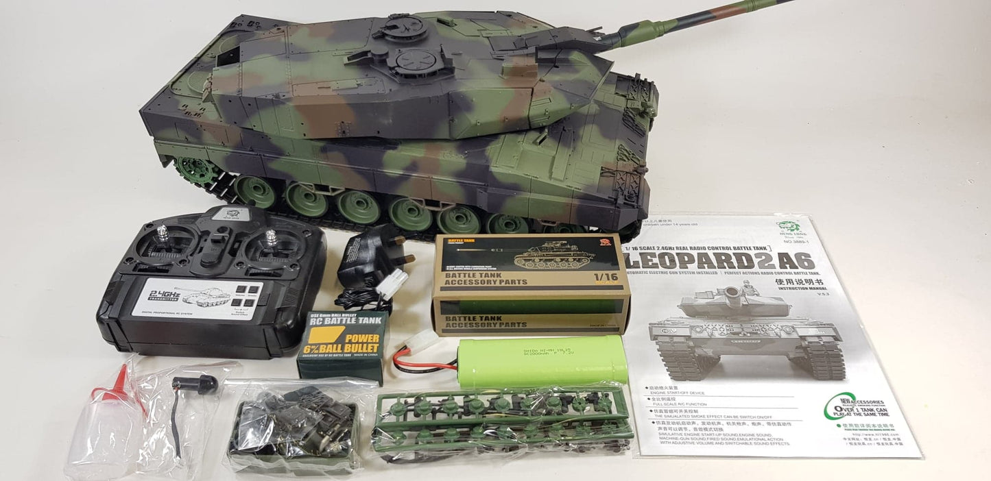 Remote Control R/C Model Heng long 3889-1 1/16 2.4G German Leopard A6 RC Tank Version 7 METAL SUSPENSION