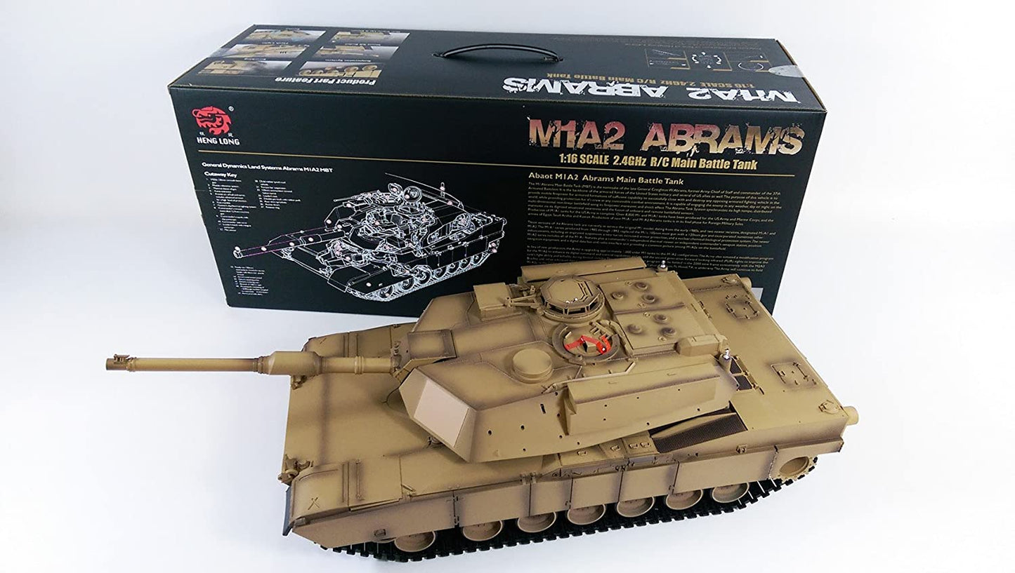 RC Tank 1:16 Scale Model Heng Long Abrams BB Firing Airsoft Smoke Sound Version 6.0s Infrared M1A2