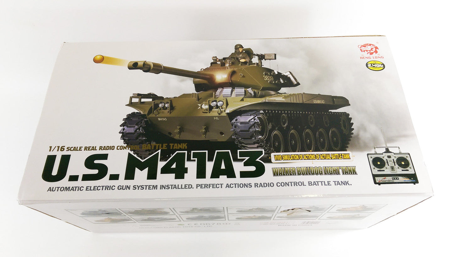 RC 1:16 Heng Long BB Firing Walker Bulldog Tank Remote Control LATEST Version 7 Twin Sound 2.4G RC USA M41A3 Smoking Army Battle Tank INFRARED