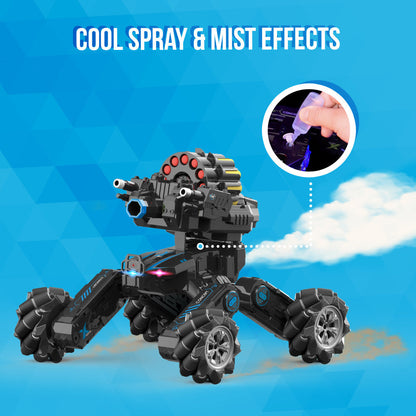 NERF Bullet Firing 4WD Drift Car RC Tank Model By Silvergear Fearless Armor Remote Controlled SMOKING 4x4 Truck Gesture Watch Control