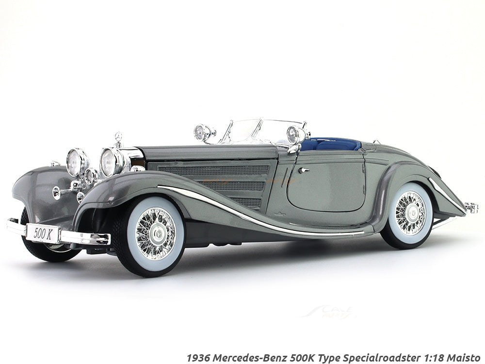 1936 Mercedes-Benz 500K Type Specialroadster grey 1:18 Maisto diecast scale model