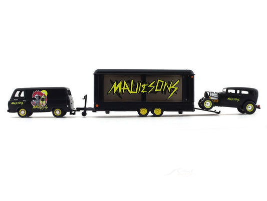 1964 Ford Econoline Truck “MAUI & SONS” & 1932 Ford Tutor Sedan 1:64 M2 Machines diecast hauler scale model