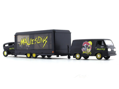1964 Ford Econoline Truck “MAUI & SONS” & 1932 Ford Tutor Sedan 1:64 M2 Machines diecast hauler scale model