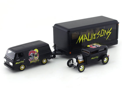 1964 Ford Econoline Truck “MAUI & SONS” & 1932 Ford Tutor Sedan 1:64 M2 Machines diecast hauler scale model