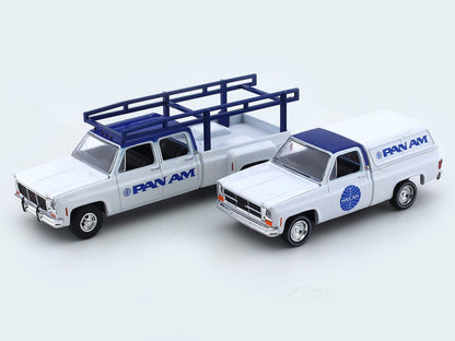 1973 GMC Sierra 3500 “PAN AM” & 1975 GMC Sierra Grande 15 1:64 M2 Machines diecast hauler scale model