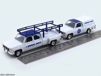 1973 GMC Sierra 3500 “PAN AM” & 1975 GMC Sierra Grande 15 1:64 M2 Machines diecast hauler scale model