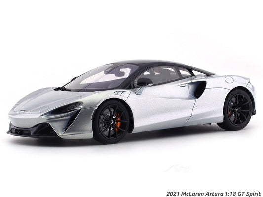 2021 McLaren Artura Ice silver 1:18 GT Spirit Scale Model collectible