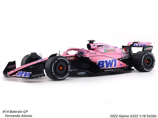 2022 Alpine A522 #14 Fernando Alonso 1:18 Solido diecast Scale Model collectible