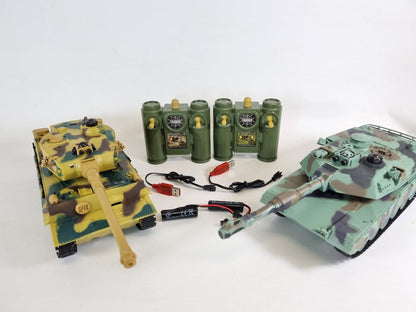 Twin Pack Geman Tiger & M1A2 Infra-red Battle Radio Remote Control RC Tank