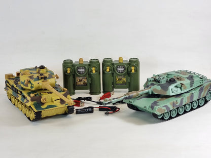 Twin Pack Geman Tiger & M1A2 Infra-red Battle Radio Remote Control RC Tank