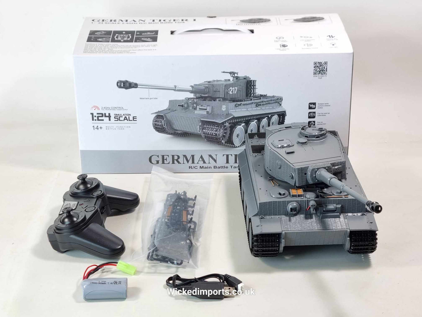 Waltersons Heng Long 1/24 Tiger 1 Infrared Battle Model Tank Radio Control 1080 Turret Real sound