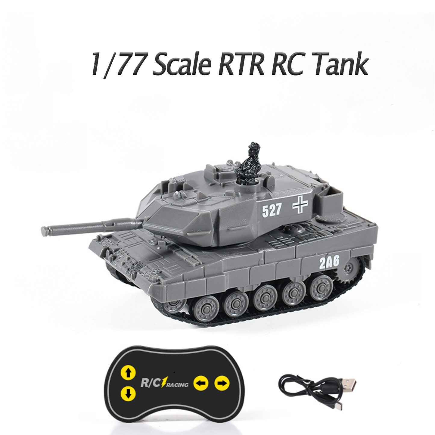 Remote Control 1:77 Scale Battle Tank 2.4G German Panther RTR Mini Toy LED Light Painted and Assembled for Multiplayer Games