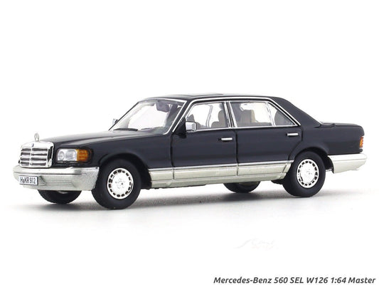 Mercedes-Benz 560 SEL W126 black 1:64 Master diecast scale model collectible